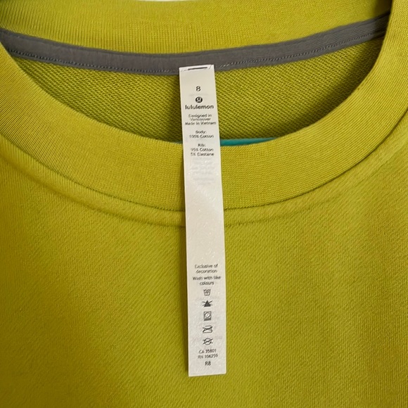 Lululemon sweatshirt, worn once!  Like brand new. Colour is lime green. - Picture 2 of 2